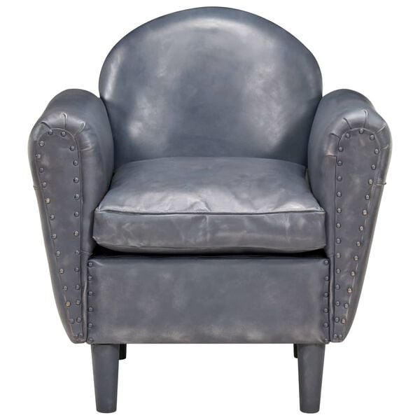 vidaXL タブチェア 77x65x79cm グレー 本革製