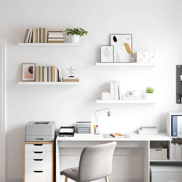 vidaXL フローティングウォールシェルフ 4点 ホワイト 90x23.5x3.8cm MDF