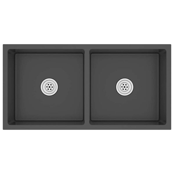 vidaXL 手作り キッチンシンク ステンレススチール製 ブラック