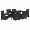vidaXL ガーデンダイニングセット 7 pcs ブラック ポリラタン