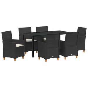 vidaXL ガーデンダイニングセット 7 pcs ブラック ポリラタン
