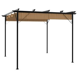 vidaXL パーゴラ 引き込み式タープ付き 3x3 m スチール 180 g/m&sup2;