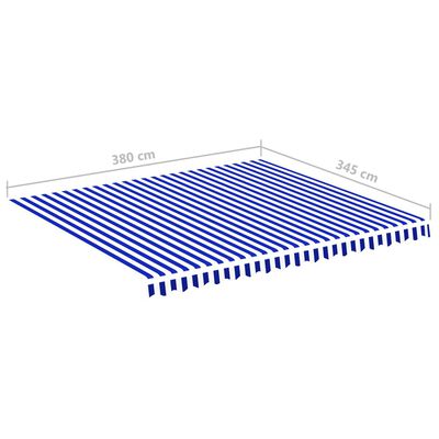 vidaXL オーニング用 交換用生地 ブルー＆ホワイト 4x3.5m