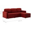 vidaXL 3人掛け モジュラー式 ソファベッド ワインレッド 合成皮革製