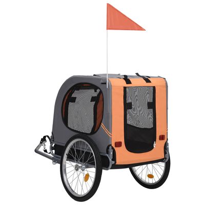 vidaXL 自転車用ペットトレーラー オレンジ＆グレー