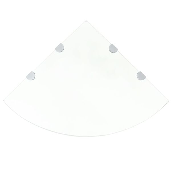 vidaXL コーナーシェルフ クローム棚受け付き ガラス製 透明 45x45cm