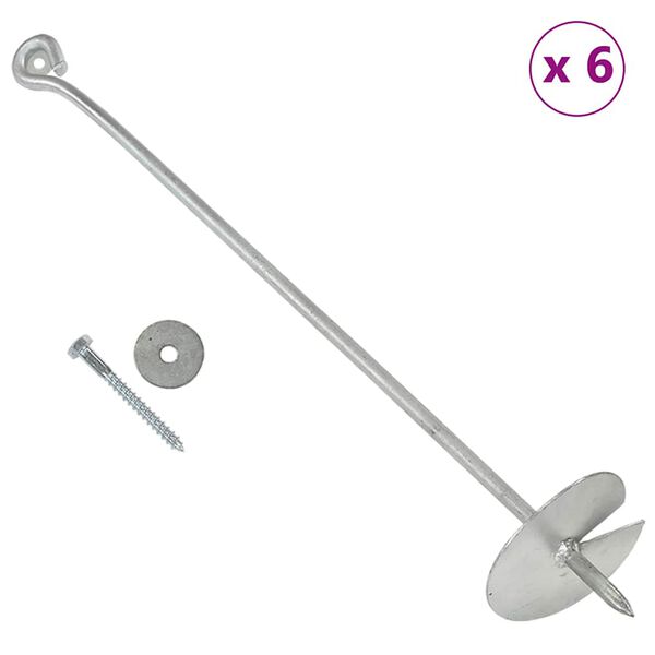vidaXL アースアンカー 6点 10x60cm 亜鉛メッキ金属