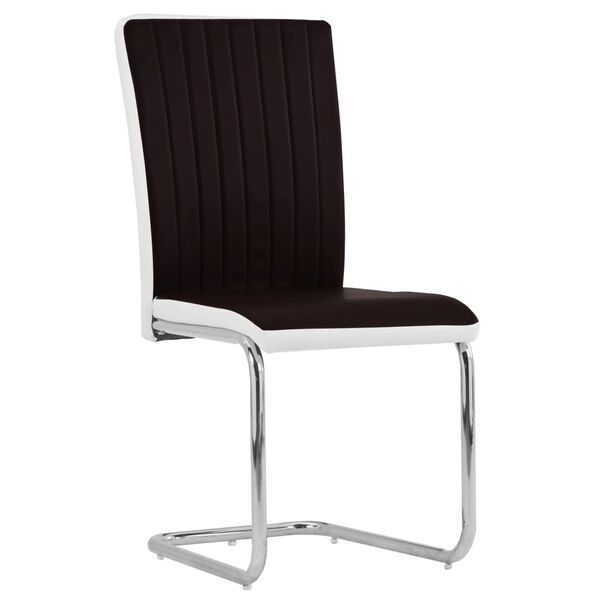 vidaXL カンチレバーダイニングチェア 2点セット ブラウン 合成皮革張り