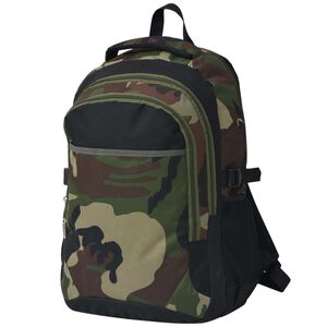 vidaXL 通学用リュック 40L ブラック＆カモフラージュ