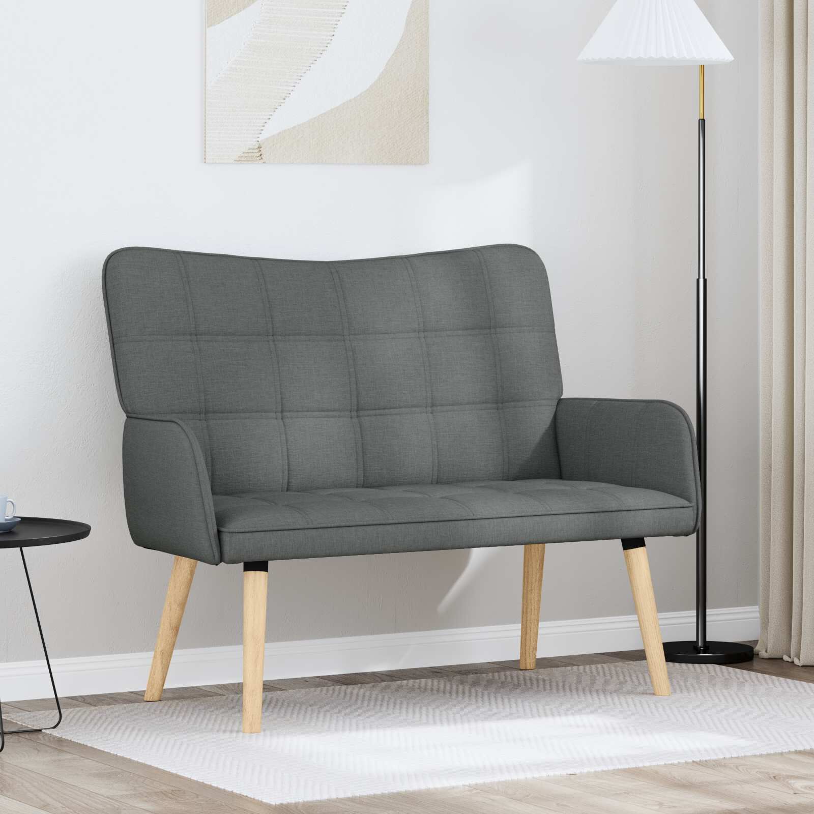 vidaXL 2人掛けソファ ダークグレー 115 x 61 x 87 cm ファブリック