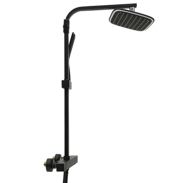 vidaXL デュアルヘッドシャワーセット ミキサー＆ホース付き ブラック