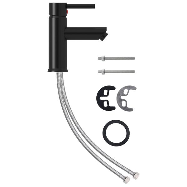 vidaXL バスルーム用蛇口 ブラック 130 x 176 mm