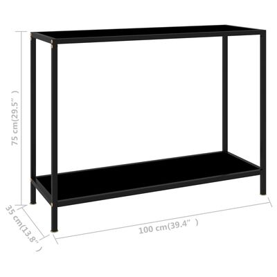 vidaXL コンソールテーブル ブラック 100x35x75cm 強化ガラス製