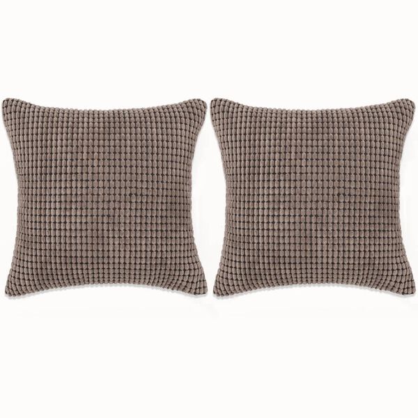 vidaXL クッション2個セット ベロア 45x45cm ブラウン