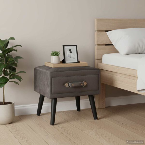 vidaXL ベッドサイドキャビネット グレー 40x35x40cm ベルベット製