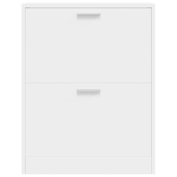 vidaXL 木製シューズキャビネット 2段収納 ホワイト