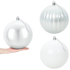 vidaXL クリスマスボールセット XXL 3 個 ホワイト 直径 25 cm プラスチック