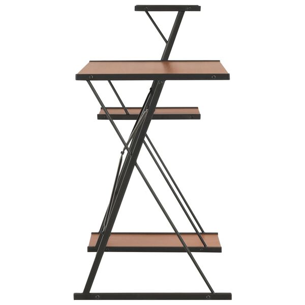 vidaXL 棚付きデスク ブラック＆ブラウン 116x50x93cm