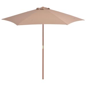 vidaXL 屋外用パラソル 木製ポール付き 270 cm トープ (灰褐色)