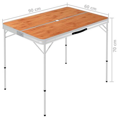 vidaXL 折りたたみキャンプテーブル ベンチ2点付き アルミ製 ブラウン