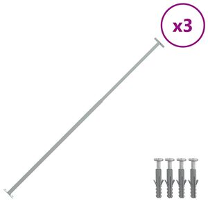 vidaXL 窓用防犯バー 調整可能 3点 710-1200mm