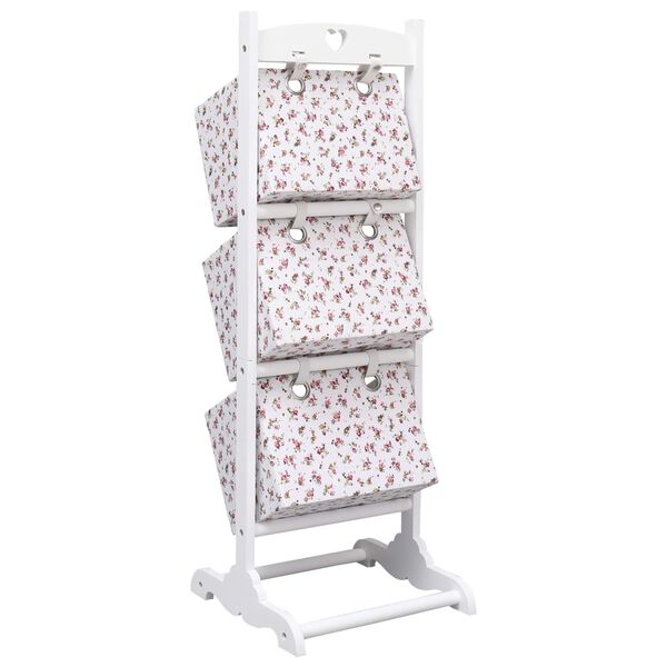 vidaXL 3段型 バスケットラック 花柄 35x35x102cm 木製