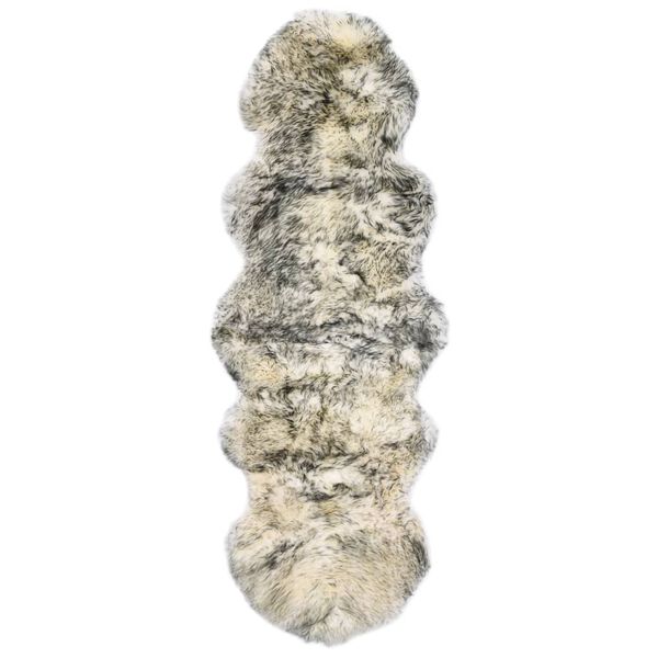 vidaXL シープスキンラグ 60x180cm ダークグレーメランジ