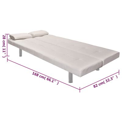 vidaXL ソファベッド 枕2点 合成皮革製 調節可能 クリームホワイト