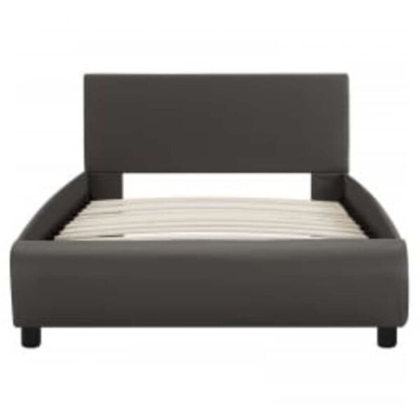 vidaXL ベッドフレーム LEDライト付き グレー 合成皮革製 90x200cm