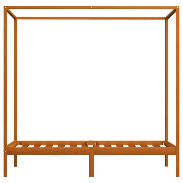 vidaXL ベッドフレーム キャノピー付き ハニーブラウン パイン無垢材 90x200cm