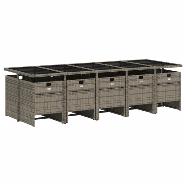 vidaXL ガーデンダイニング11点セット クッション付き グレー ポリラタン製