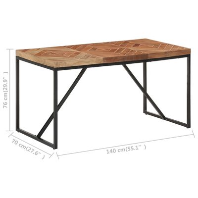 vidaXL ダイニングテーブル 140x70x76 cm アカシア無垢材＆マンゴー無垢材