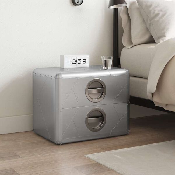 vidaXL アビエーターデザイン エンドテーブル 引き出し2段 航空機・飛行士スタイル