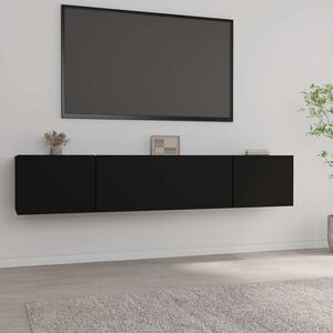 vidaXL テレビキャビネット 2点セット ブラック 80x30x30 cm エンジニアリングウッド