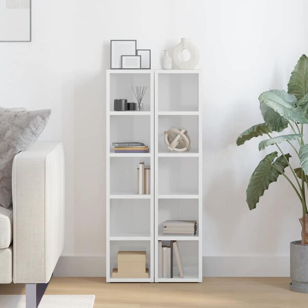 vidaXL CDキャビネット 2個 ハイグロスホワイト 21x16x93.5cm パーティクルボード