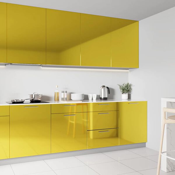 vidaXL 家具フィルム 裏面接着剤付き 2点 ハイグロスゴールド 500x90cm PVC製