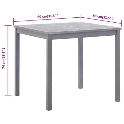 vidaXL ガーデンテーブル 80x80x74cm アカシア無垢材 グレー