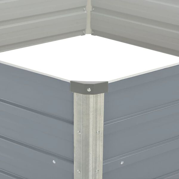 vidaXL レイズドガーデンプランター 129x129x45cm 亜鉛メッキ鋼製 グレー