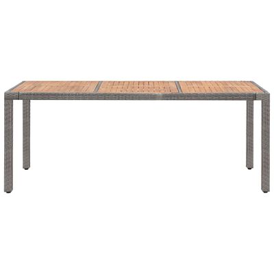 vidaXL ガーデンテーブル グレー 190x90x75 cm ポリラタン＆アカシア無垢材
