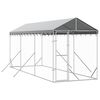 vidaXL 屋外犬小屋 屋根付き シルバー 2x6x2.5 m 亜鉛メッキ鋼製