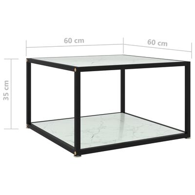 vidaXL コーヒーテーブル ホワイト 60x60x35cm 強化ガラス製