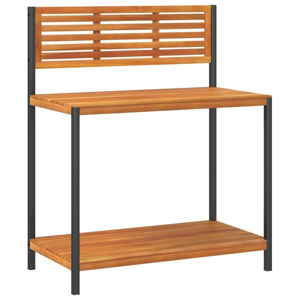 vidaXL ガーデンワークテーブル 90x50x110cm 無垢材（アカシア材）とスチール