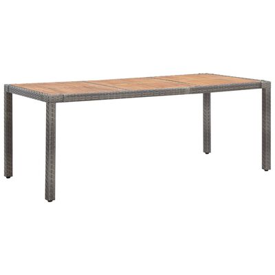 vidaXL ガーデンテーブル グレー 190x90x75 cm ポリラタン＆アカシア無垢材