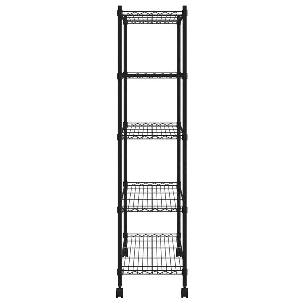 vidaXL 324630 vidaXL 5-Tier Storage Shelf with Wheels 75x35x155 cm Black 250 kg