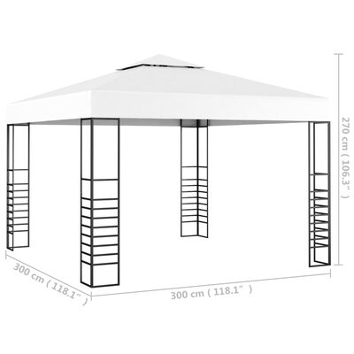 vidaXL ガーデンガゼボ風テント 3x3m ホワイト