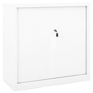 vidaXL スライドドアキャビネット ホワイト 90x40x90cm スチール