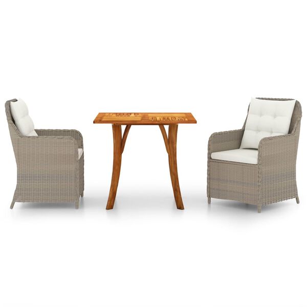 vidaXL ガーデンダイニング3点セット ブラウン