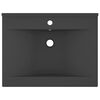 vidaXL 洗面ボウル 蛇口穴付き マットダークグレー 60x46cm セラミック