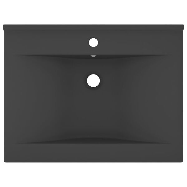 vidaXL 洗面ボウル 蛇口穴付き マットダークグレー 60x46cm セラミック