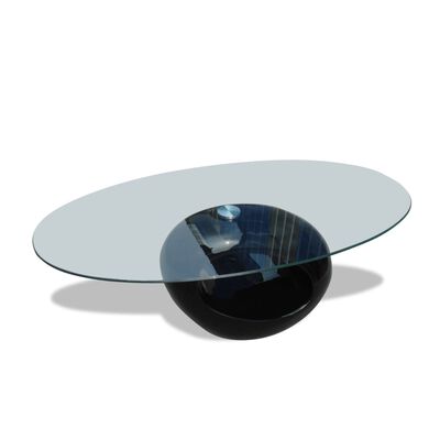vidaXL コーヒーテーブル 楕円型ガラストップ付き ハイグロスブラック